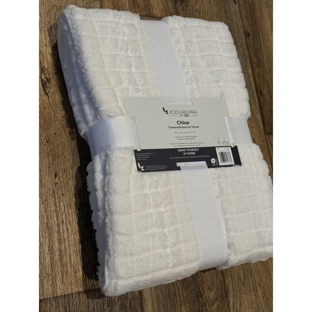 NEW Koolaburra By Ugg Chloe Faux Fur Throw Blanket 50”x 70” White (Various ) - Picture 5 of 8